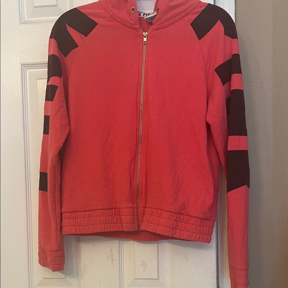 PINK Victoria's Secret Red and Black Hooded Jacket